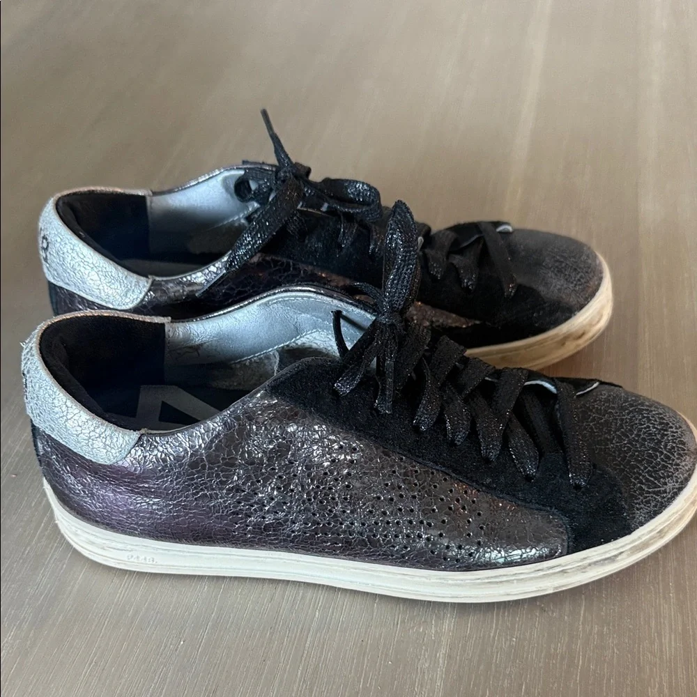 P448 Black and Silver Sneakers Women’s 38 or 7.5‎